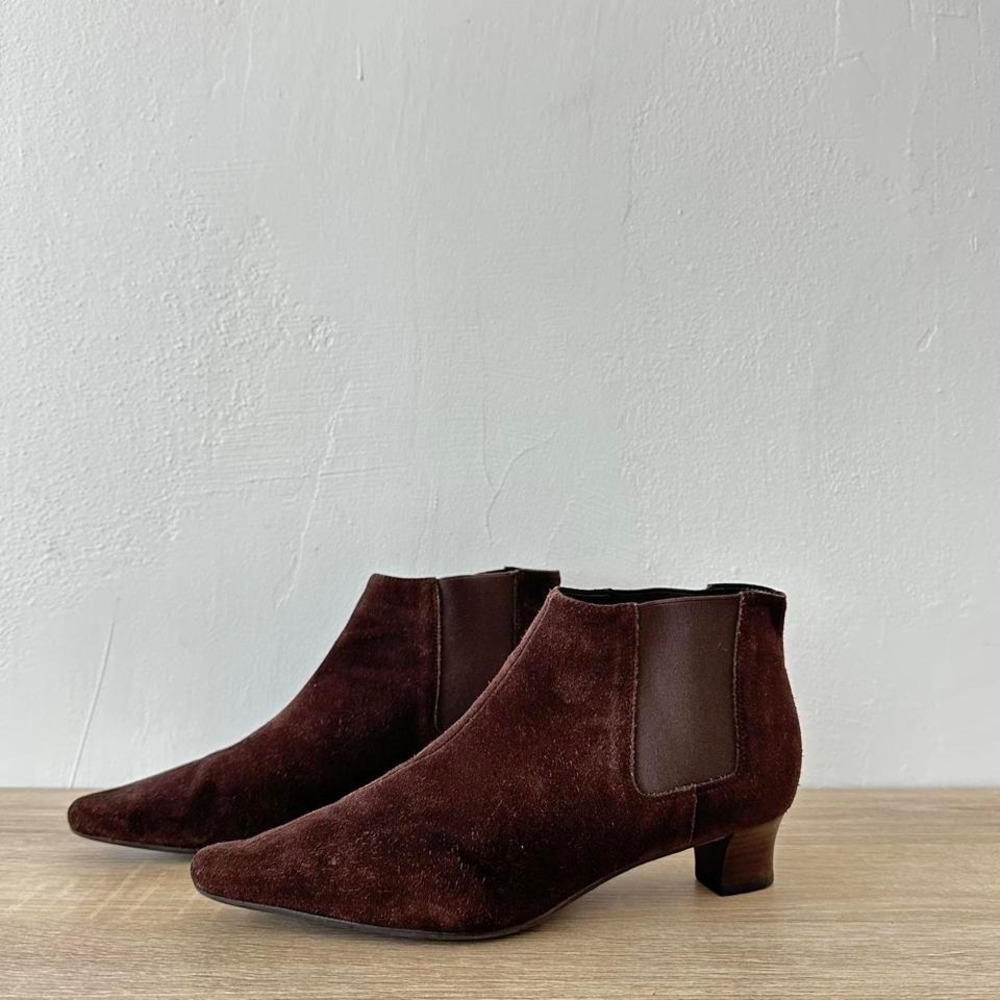 Vintage pointed toe kitten heel maroon boots size 8.5 - Picture 2 of 8